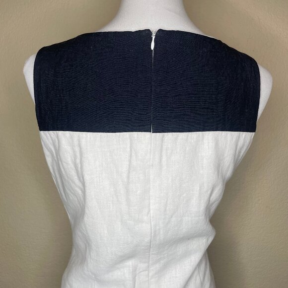 SMEG Collection Linen Colorblock Sleeveless Sheath Dress Black White Tan 14/16 - Picture 4 of 10